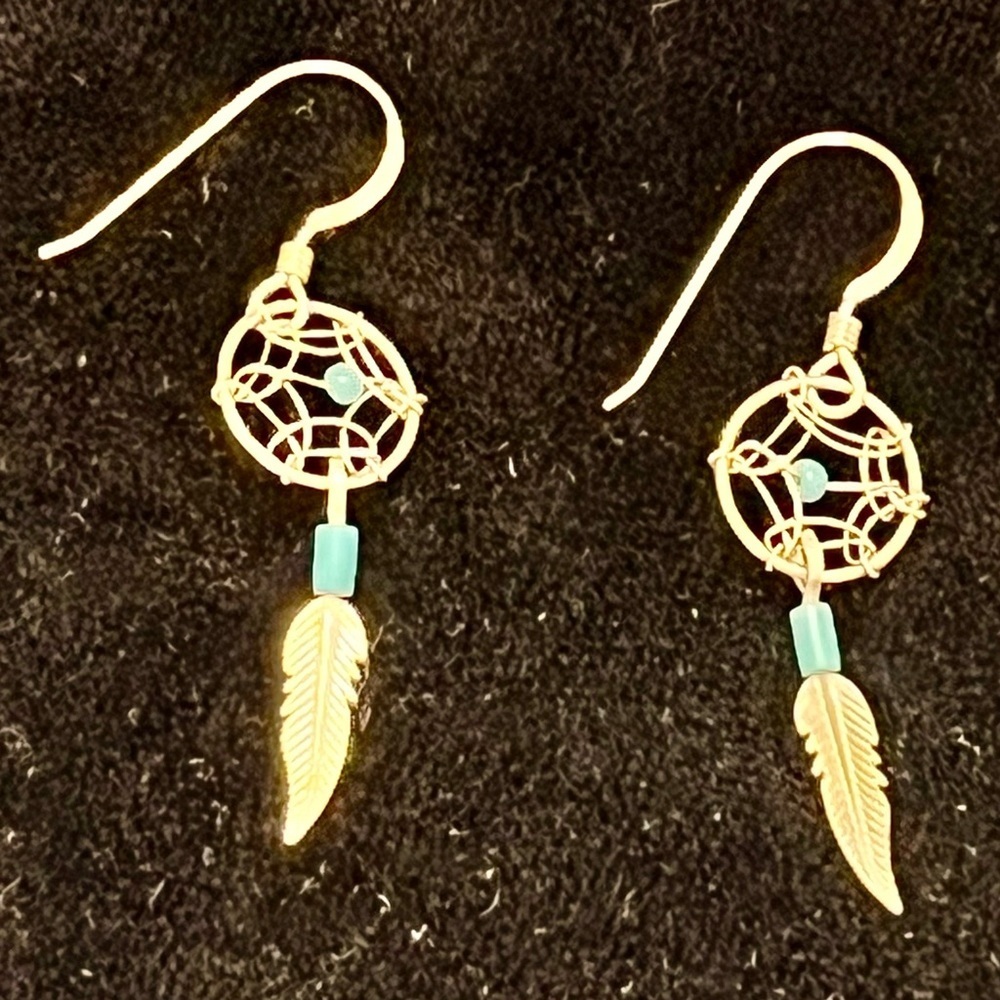 Sterling Silver and Turquoise Dreamcatcher Jewelry Set Native American Southwest - Picture 4 of 16